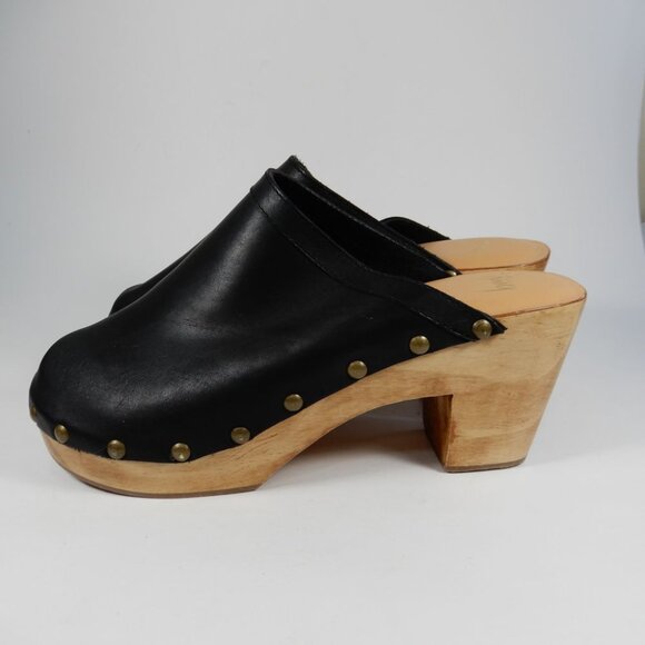 Beek Woodpecker Clogs Mules Size 10 Studded Wood Platform Black Leather NEW $320 - Picture 11 of 16